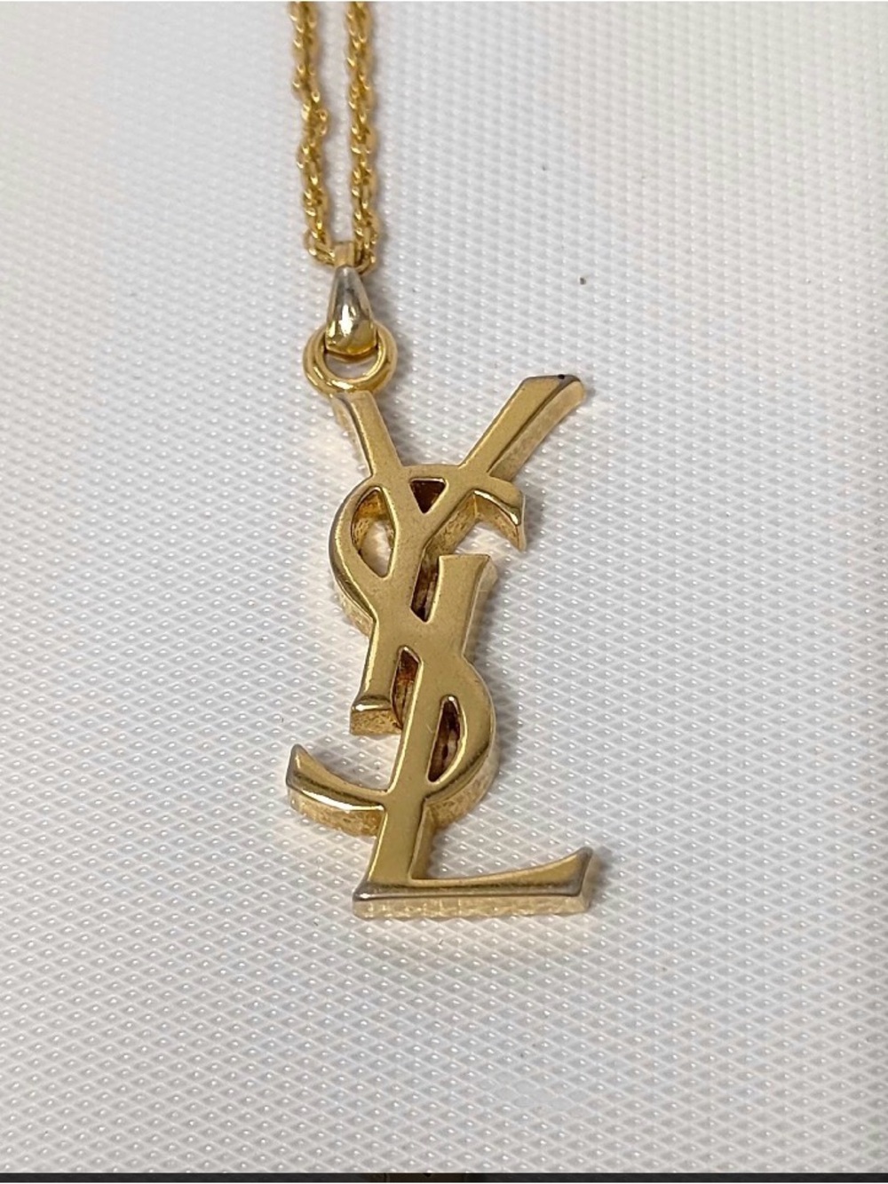 Yves Saint Laurent Gold Monogram YSL Pendant Necklace